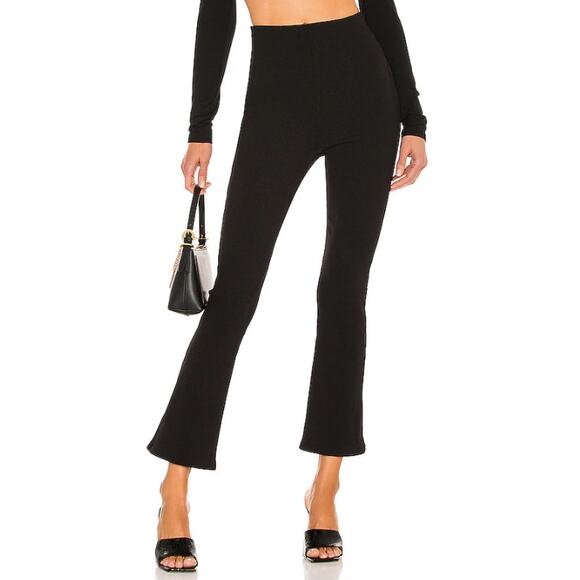 Revolve H:ours Hours Sophie High Rise Ribbed Crop Flare Pull On Pant Black Small - Picture 1 of 6